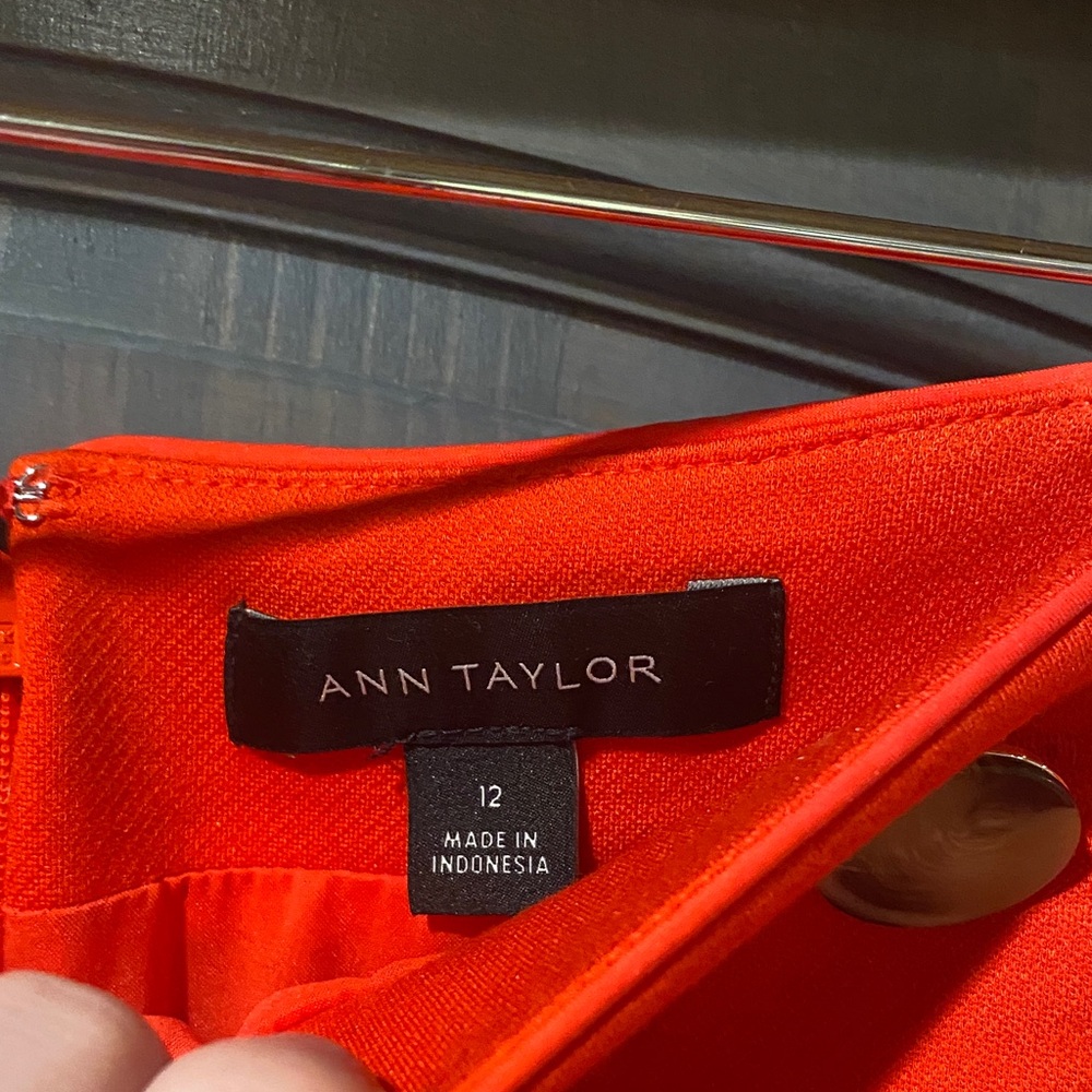 Ann Taylor Bright Orange Double-Button Pencil Skirt - Picture 2 of 8